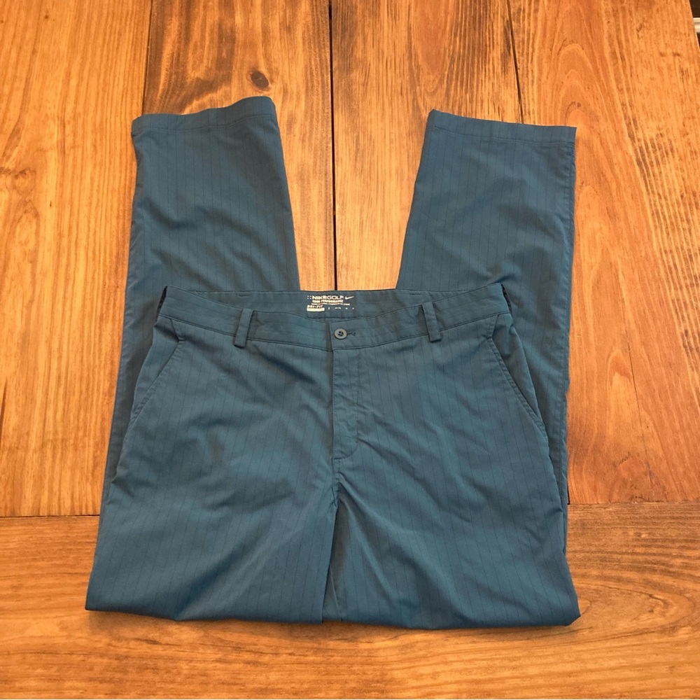 Nike Golf Tour Performance Dri Fit Mens 34x32 Green/Blue Striped Golf Pants
